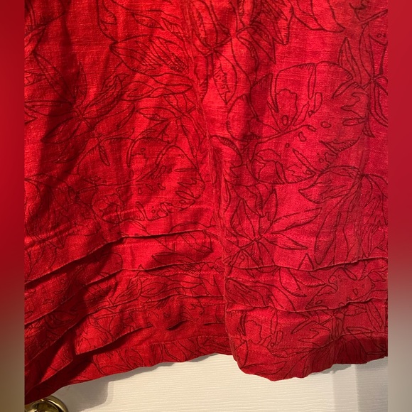 ORIGINAL NICOLE MILLER leaf print red linen blend dress size: M - Picture 3 of 6
